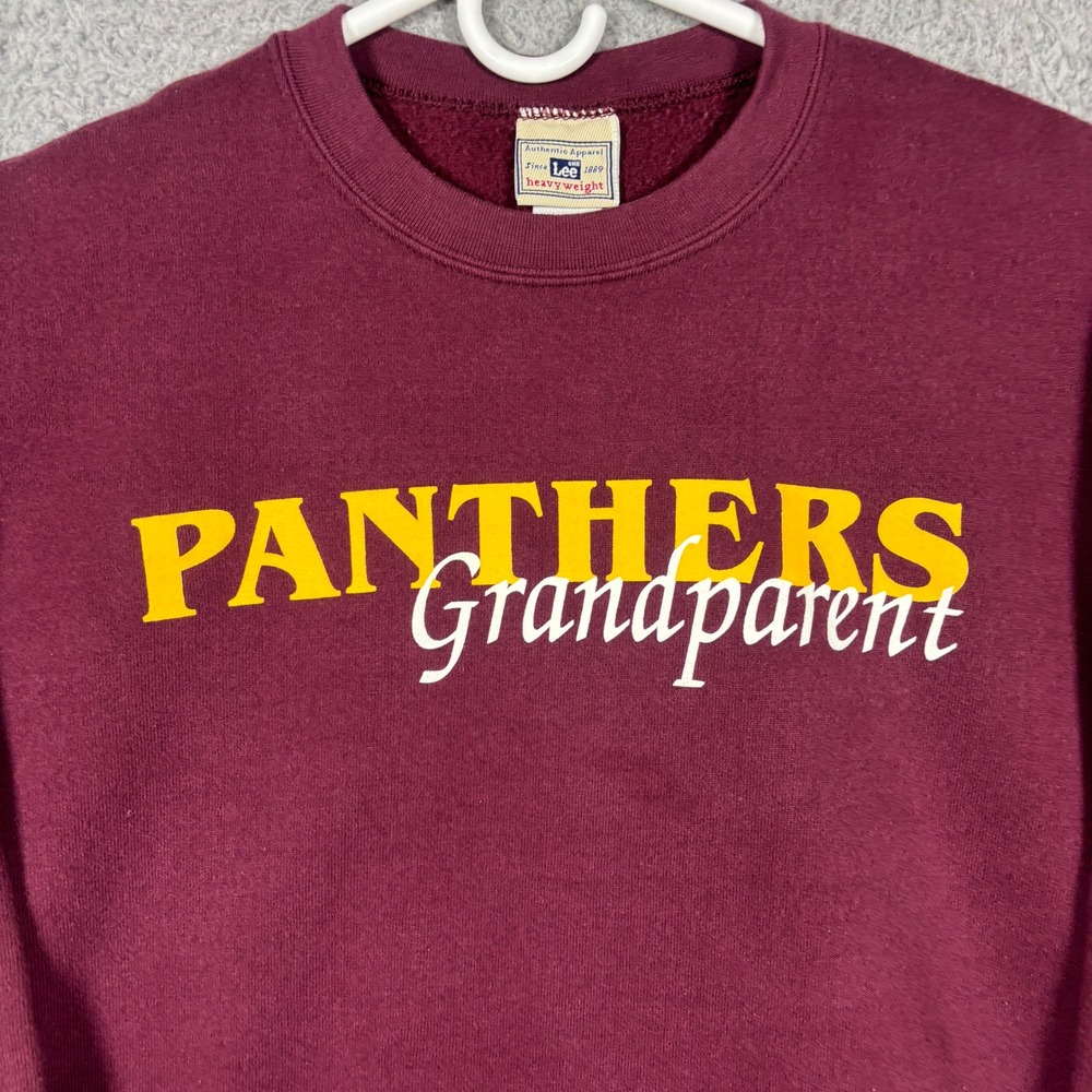 Lee Sweatshirt Mens M Maroon Panthers Grandparent Pullover Heavyweight Fleece - Picture 2 of 8